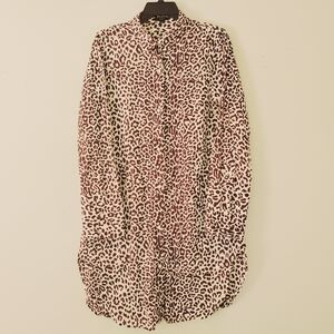 J. Crew Leopard Print Cotton Button Down Long Sleeve Shirt Dress Size Medium